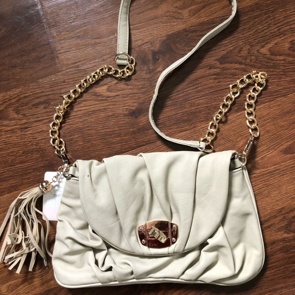 Cream leather purse